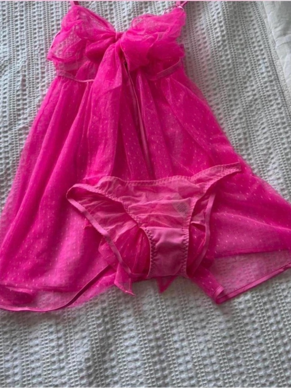 Victoria's Secret Neon Pink Sheer Mesh Babydoll